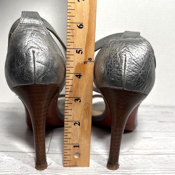 Coach Silver Metallic Buckle Ankle Strap Stiletto Heels Sandals Womens Sz 8 - Picture 7 of 9